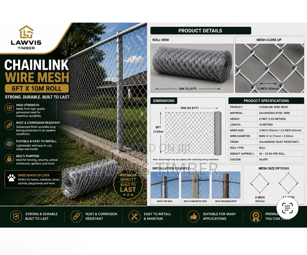 Chainlink Mesh / Wire Mesh / 10m.