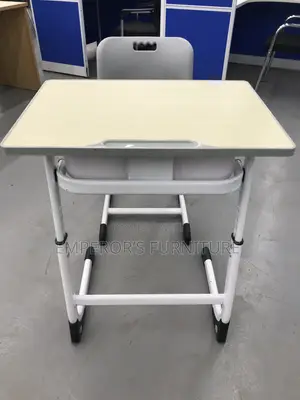 Modern Height-Adjustable Pupil Desk and Chair With Book Compartment