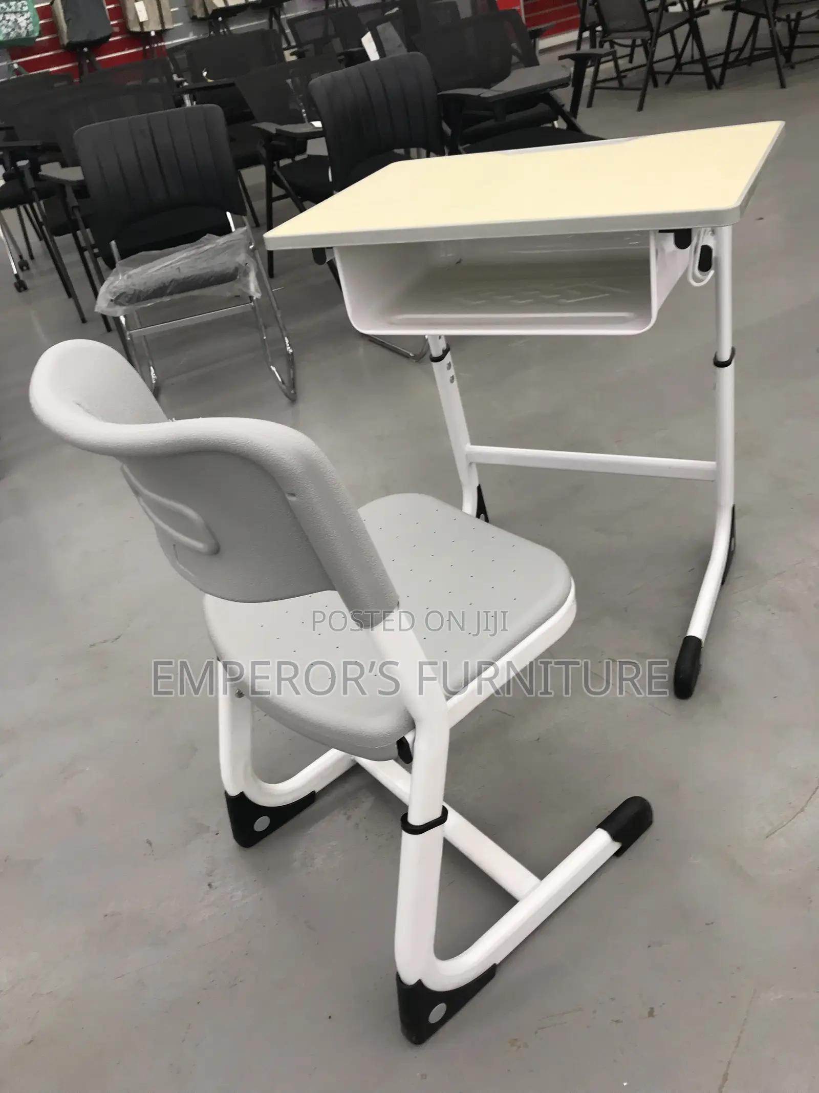 Modern Height-Adjustable Pupil Desk and Chair With Book Compartment
