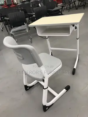 Modern Height-Adjustable Pupil Desk and Chair With Book Compartment