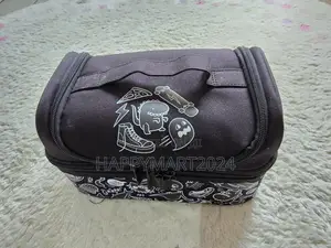 Smiggle Black Dino Skate Doodle Double Decker Kids Insulated Lunch Box