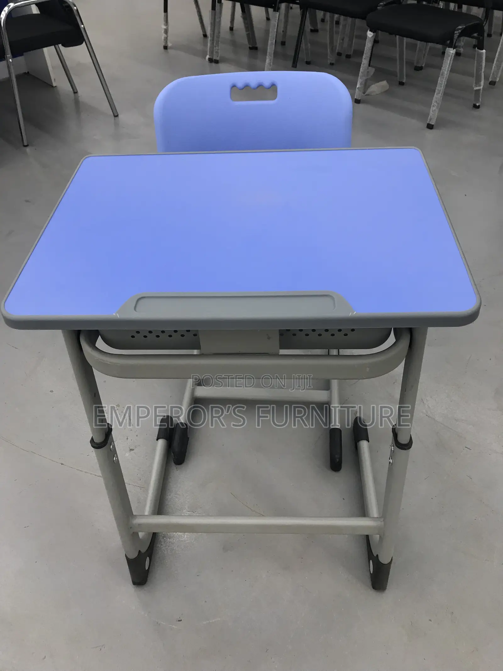 Ergonomic Blue Student Desk Chair Set