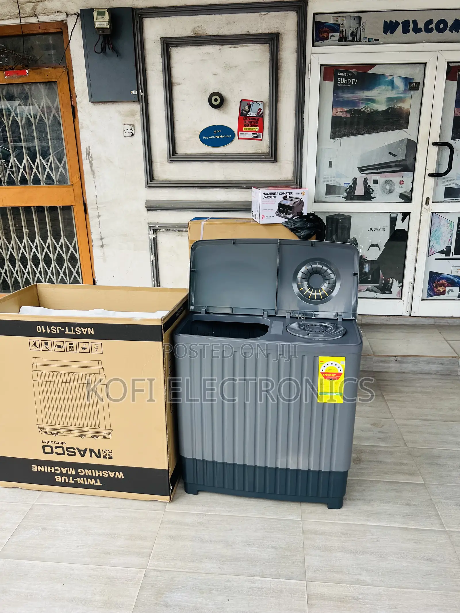 A Black-Grey Designed Nasco 11kg Twin Tub Washing Machine