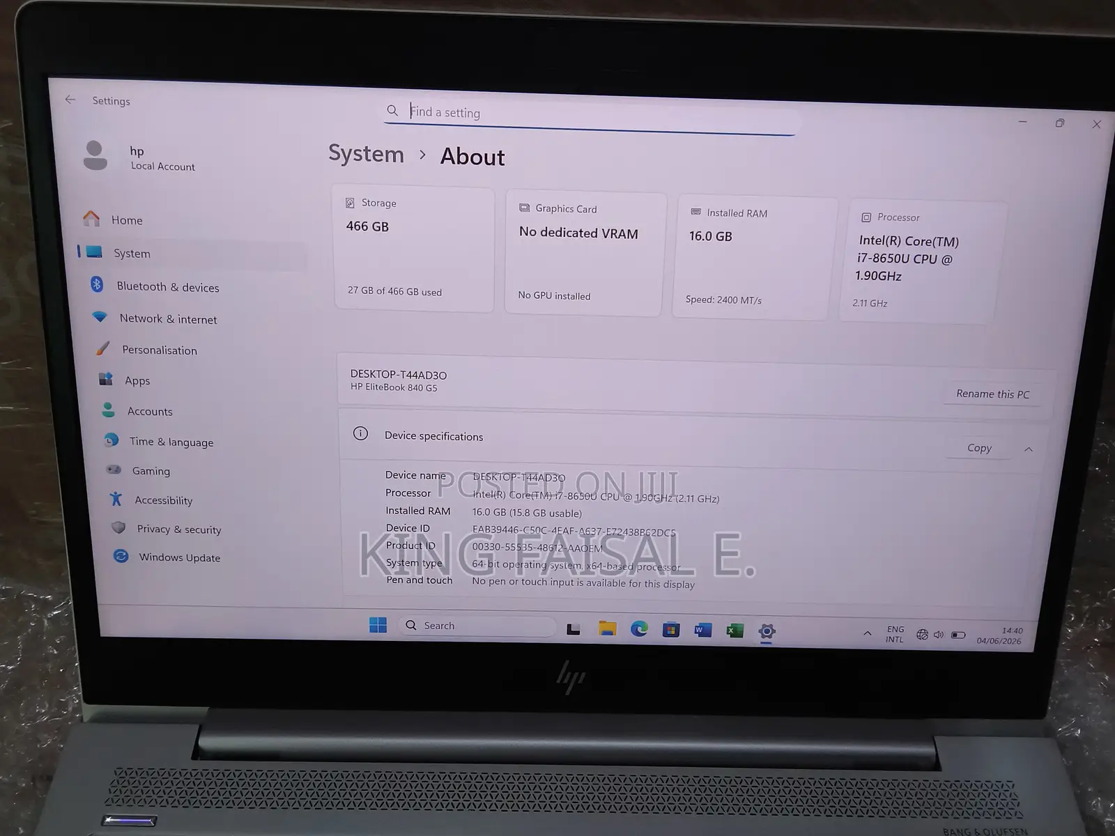 Laptop HP EliteBook 840 G5 16GB Intel Core i7 SSD 500GB
