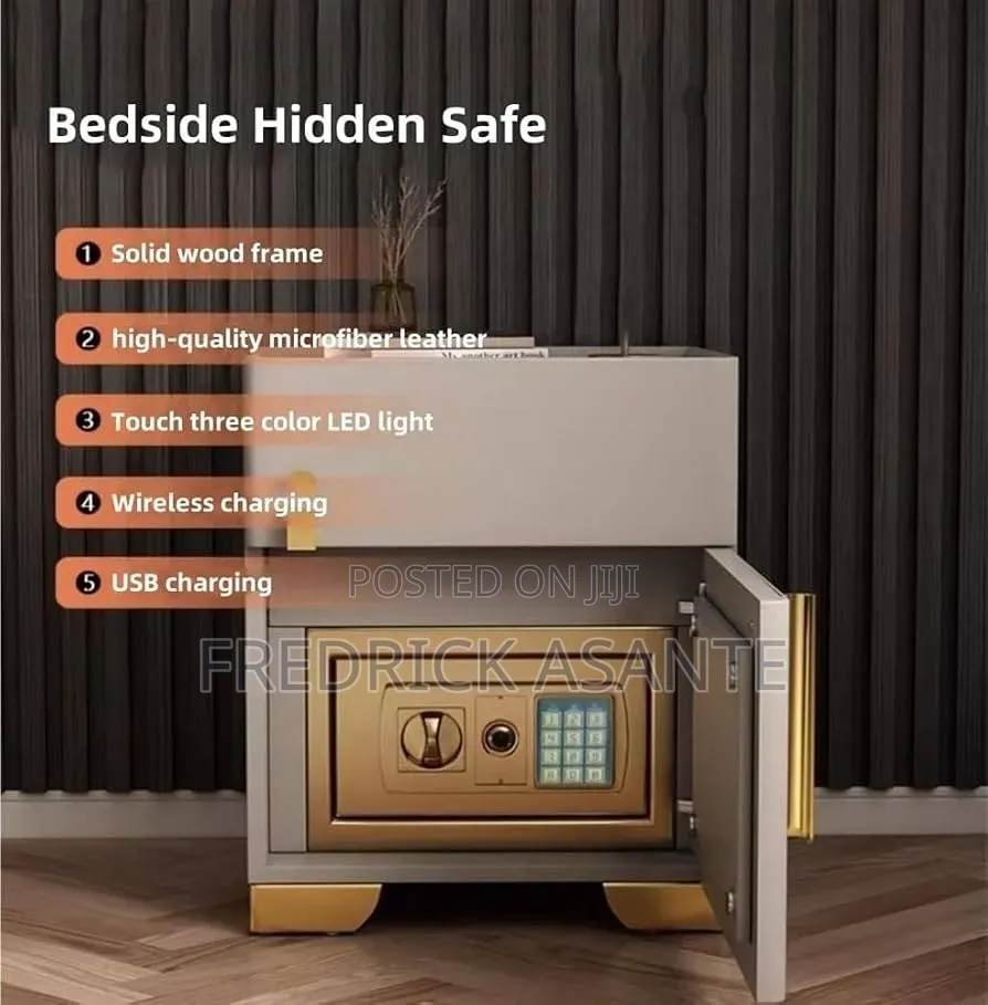 Smart Bedside Table With Safe and Charging Station