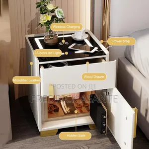 Smart Bedside Table With Safe and Charging Station
