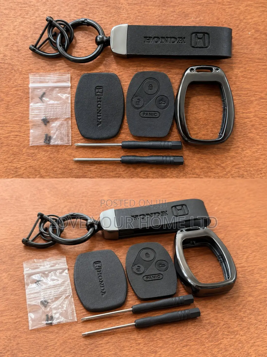 Honda Smart Key Cover Case 3 Button + Leather Keychain Strap Kit