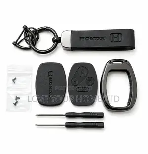 Honda Smart Key Cover Case 3 Button + Leather Keychain Strap Kit