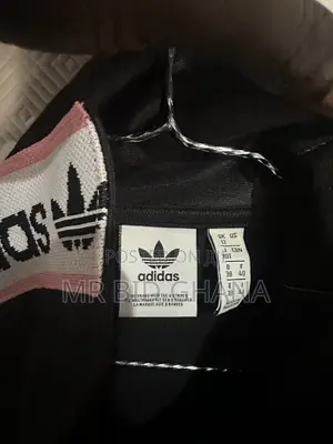 Black Adidas Originals Track Jacket With Pink Logo Tape
