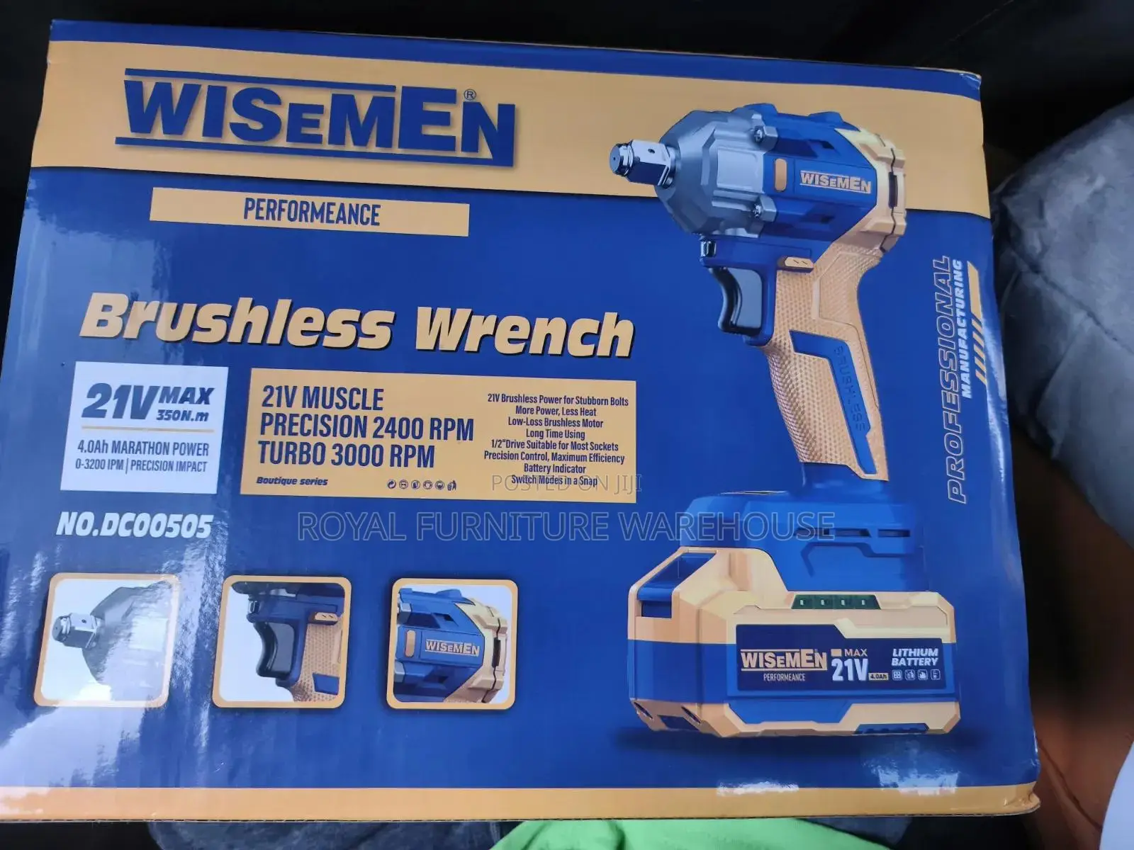 Wisemen 21V MAX Cordless Brushless Impact Wrench (Model NO. DC00505).