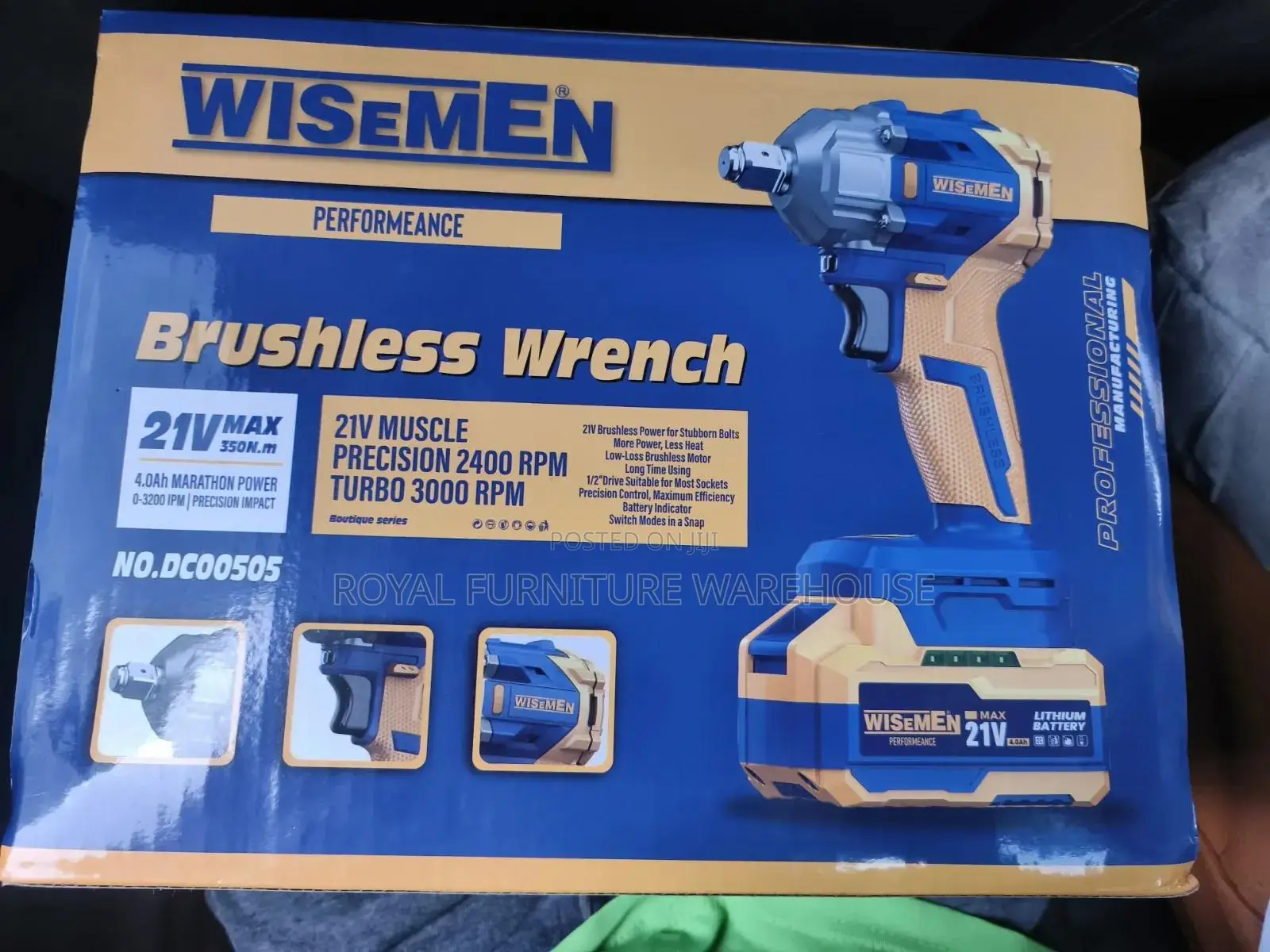 Wisemen 21V MAX Cordless Brushless Impact Wrench (Model NO. DC00505).