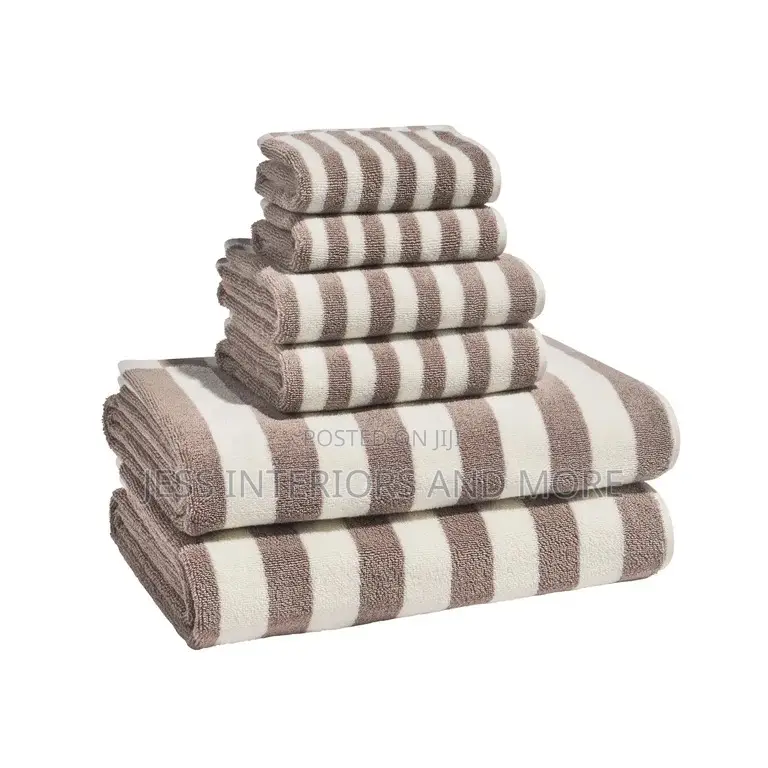 Towel 6 Pieces Set(Beautiful by Drew Barrymore 100% Cotton, Taupe)