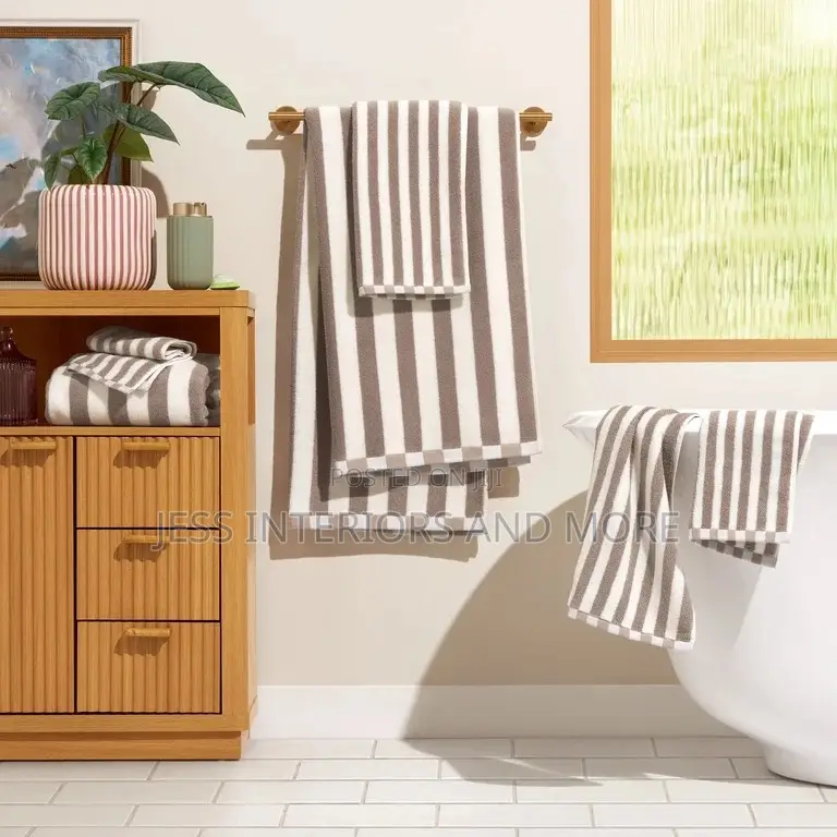 Towel 6 Pieces Set(Beautiful by Drew Barrymore 100% Cotton, Taupe)