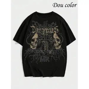 Oversized “Dangerous “ Skull Cross Graphic T-Shirt