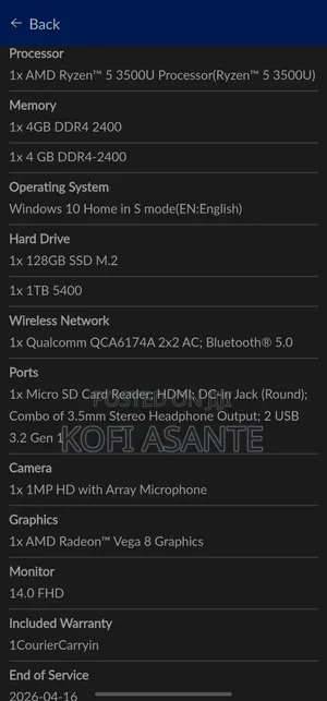 Laptop Lenovo Ideapad 3 8GB AMD Ryzen 5 HDD+SSD 1T