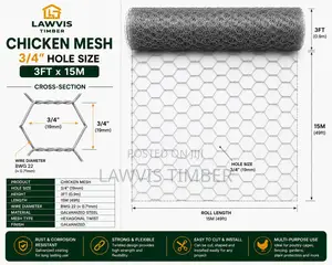 3/4” Chicken Wire Mesh 3ft × 15m | Galvanized Poultry Netting