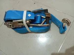 Blue Heavy-Duty Ratchet Tie-Down Strap With Double J-Hooks