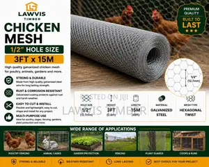 1/2” Chicken Wire Mesh | 3ft × 15m Galvanized Poultry Netting