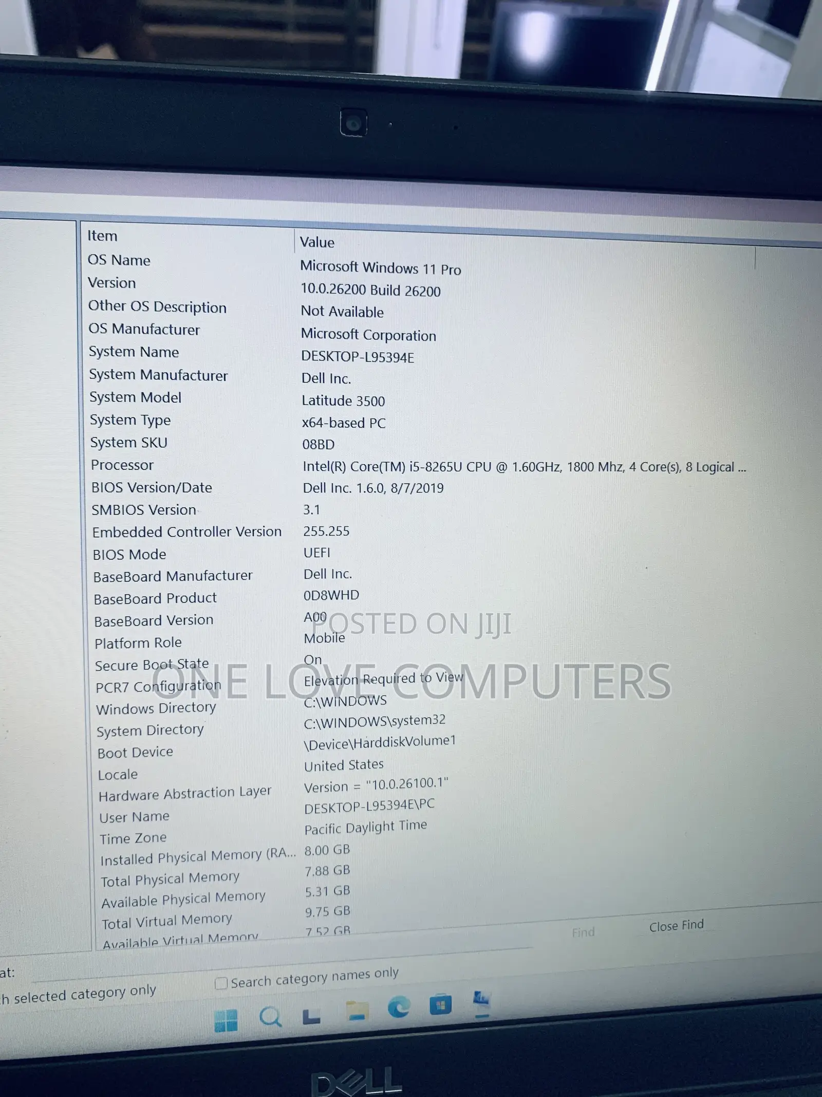 Laptop Dell Latitude 3500 8GB Intel Core i5 SSD 256GB