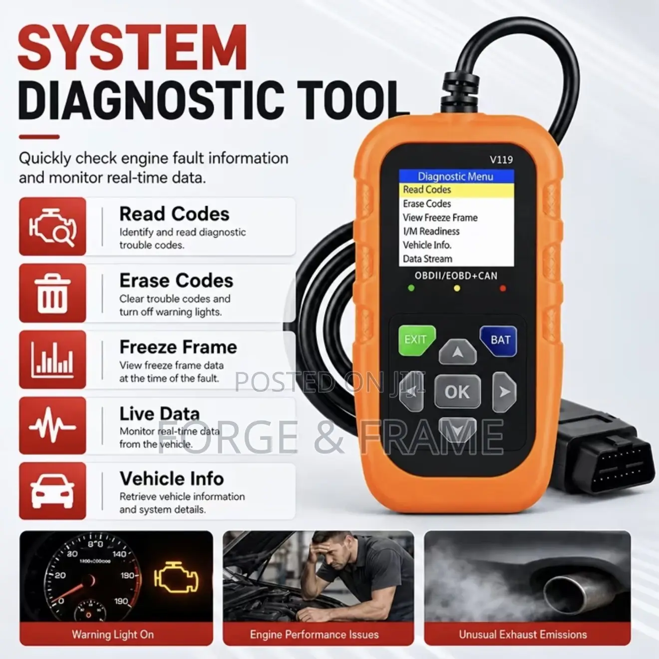 Professional OBD2 Car Diagnostic Scanner With 8-Language Support
