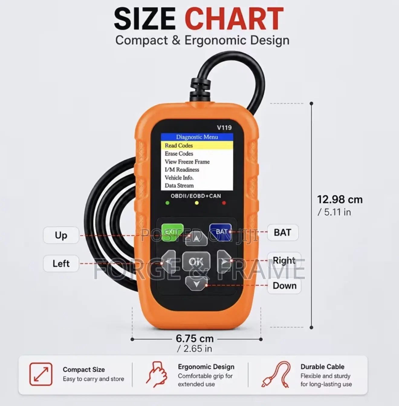 V119 Code Professional OBD2 Car Diagnostic Scanner