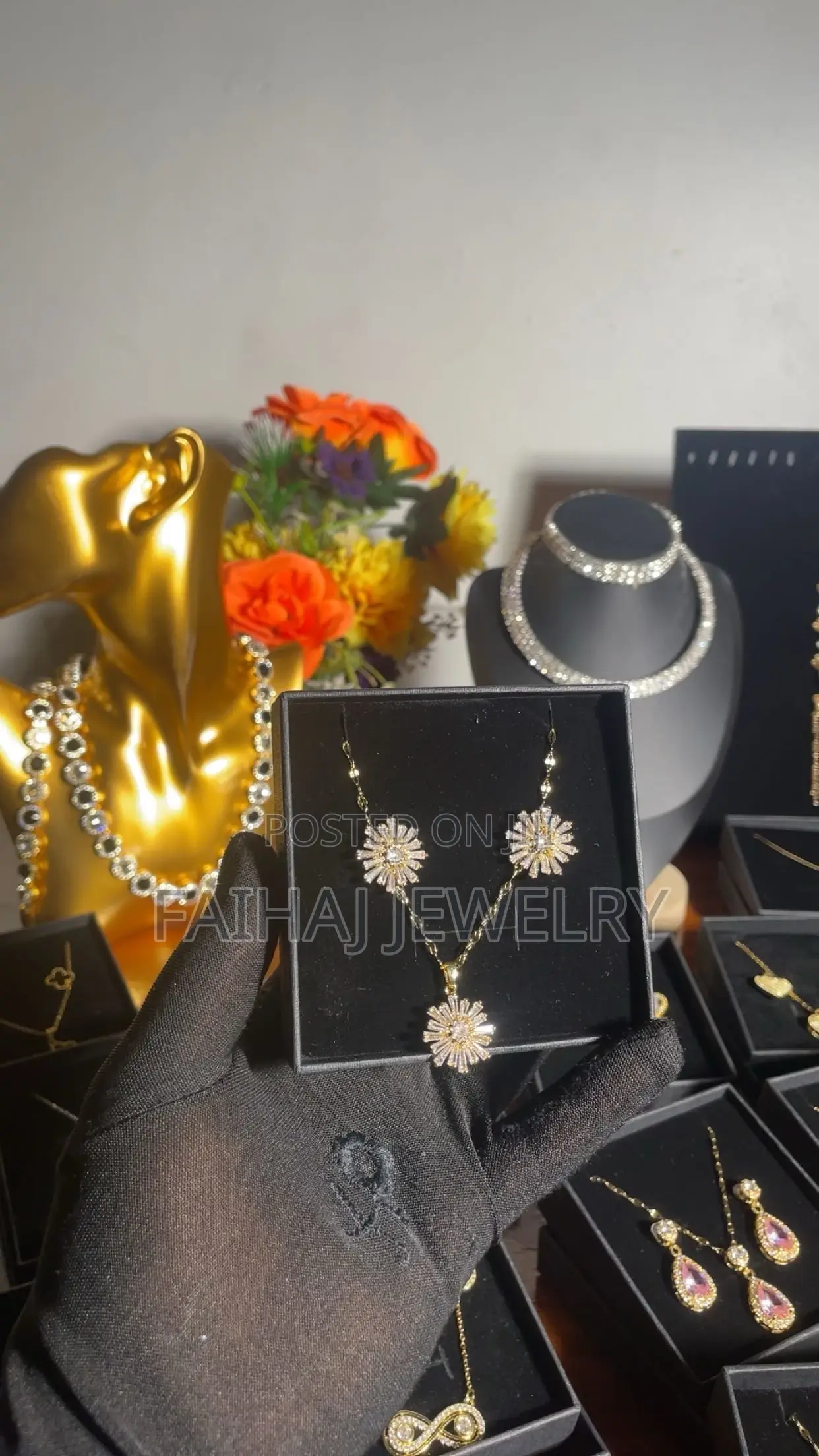 Stainless Zircon Necklace Set