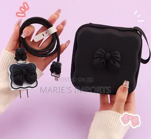 iPhone Charger+ Bow Design Protector Set