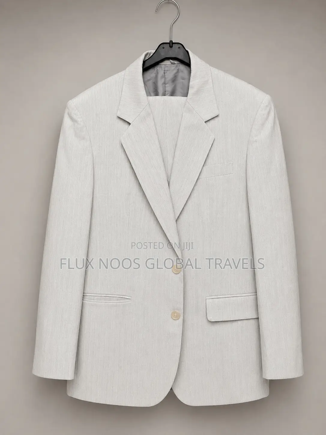 Men's Light Cream 2-Piece Suit – Size 44 (XL) – Waist 35