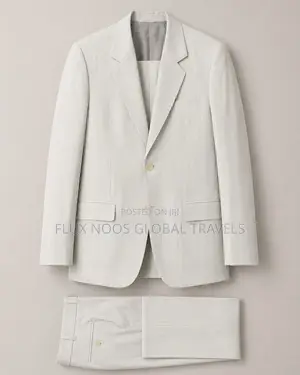 Men's Light Cream 2-Piece Suit – Size 44 (XL) – Waist 35