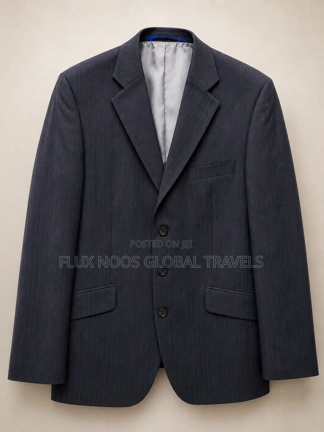 Men's Dark Navy Pinstripe Suit Jacket – Size 38R / EU 48R