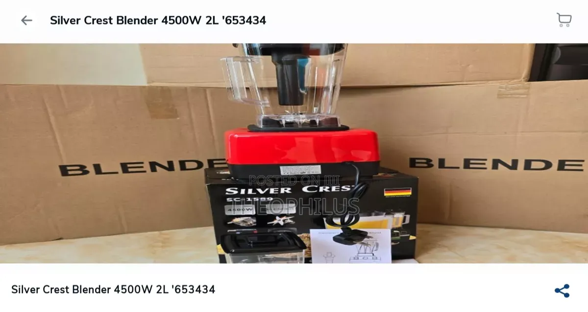 Silver Crest Blender 4500W 2L