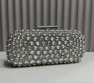Luxury Crystal Rhinestone Evening Clutch Bag for Weddings Parties