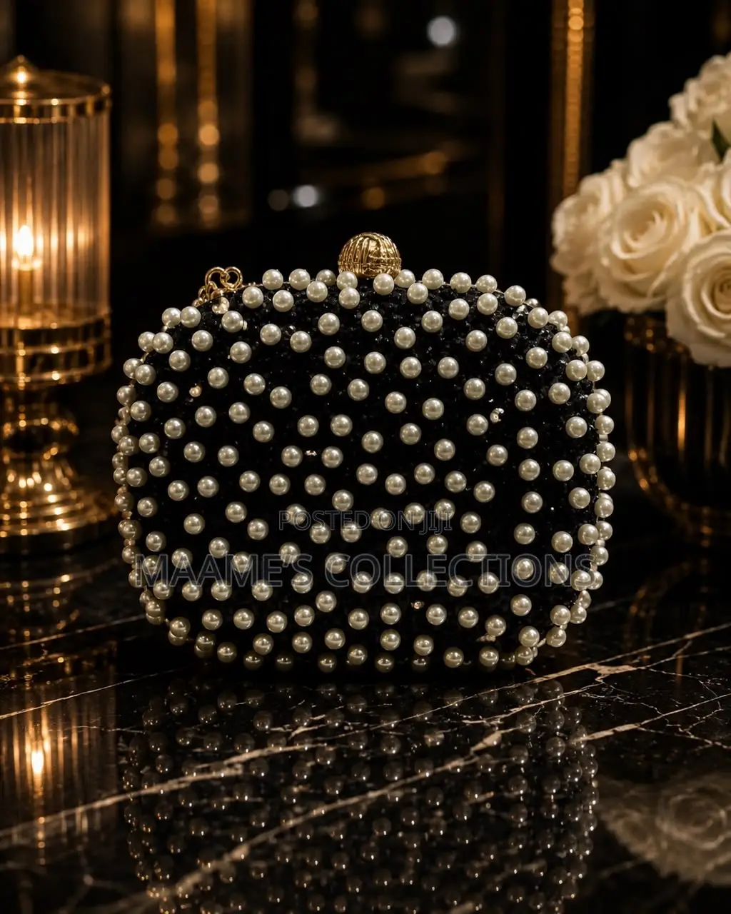 Luxury Pearl Crystal Clutch Bag for Weddings, Parties Events