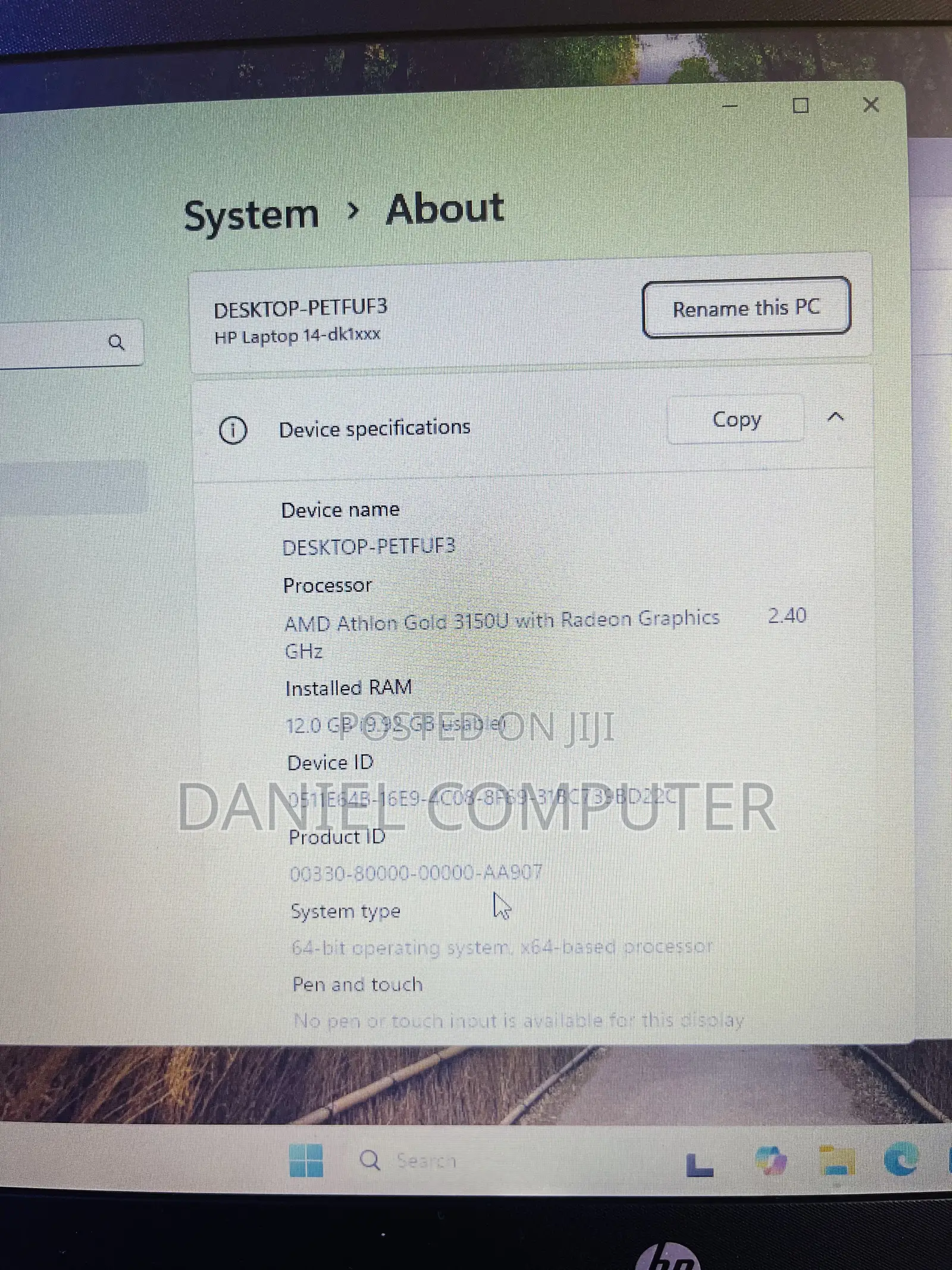 Laptop HP 14-dq1025cl 12GB AMD HDD 500GB
