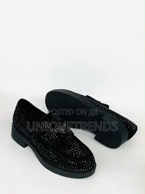PRADA Chocolate Crystal-Studded Satin Loafers