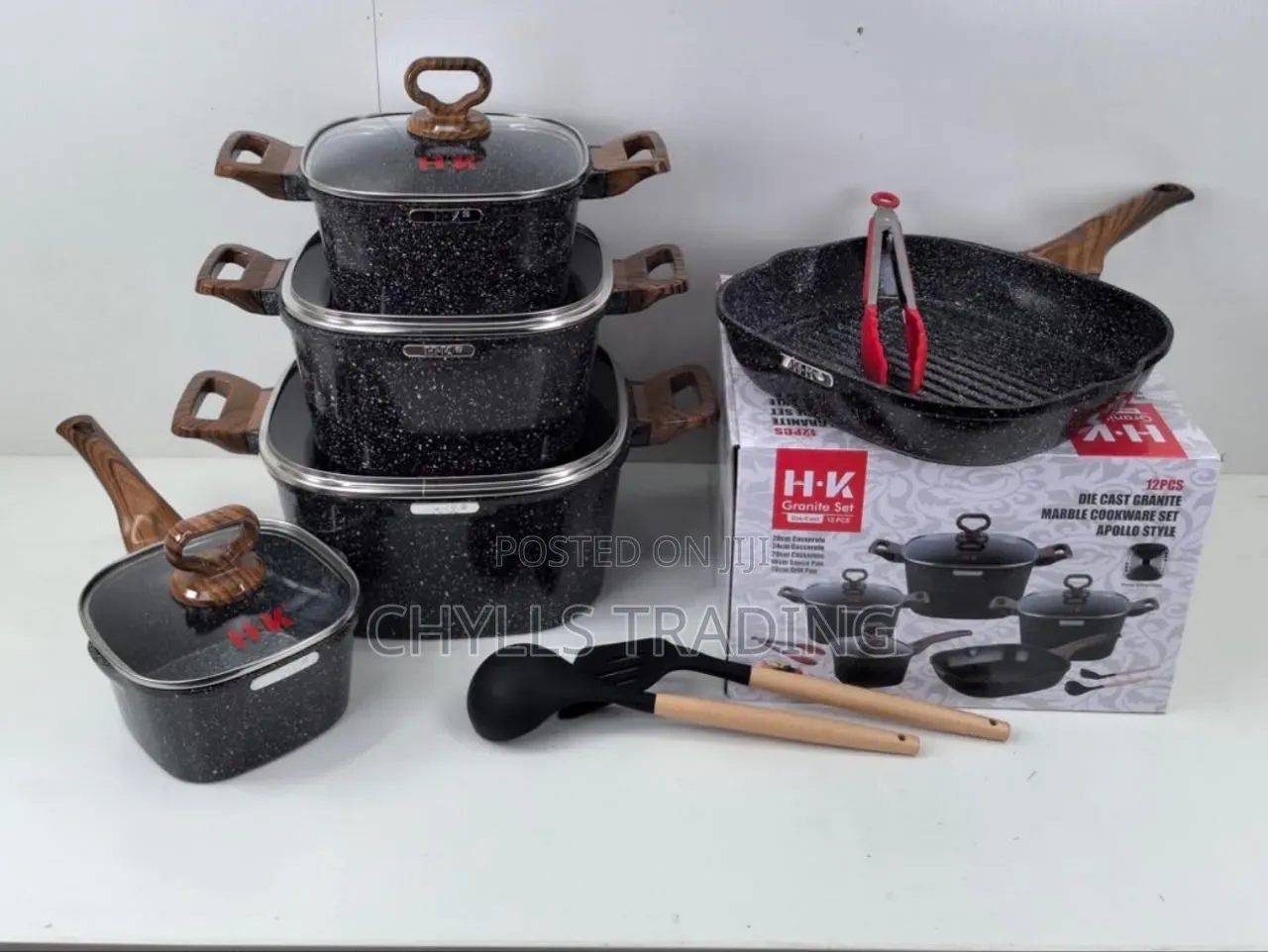 Die Cast Granite Marble Cookware Set