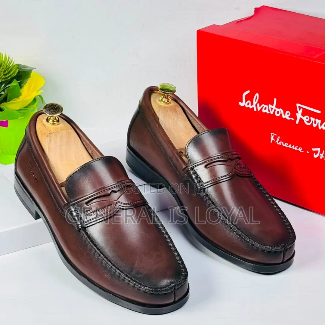 Salvatore Ferragamo Brown Leather Men’s Classic Loafers Shoe