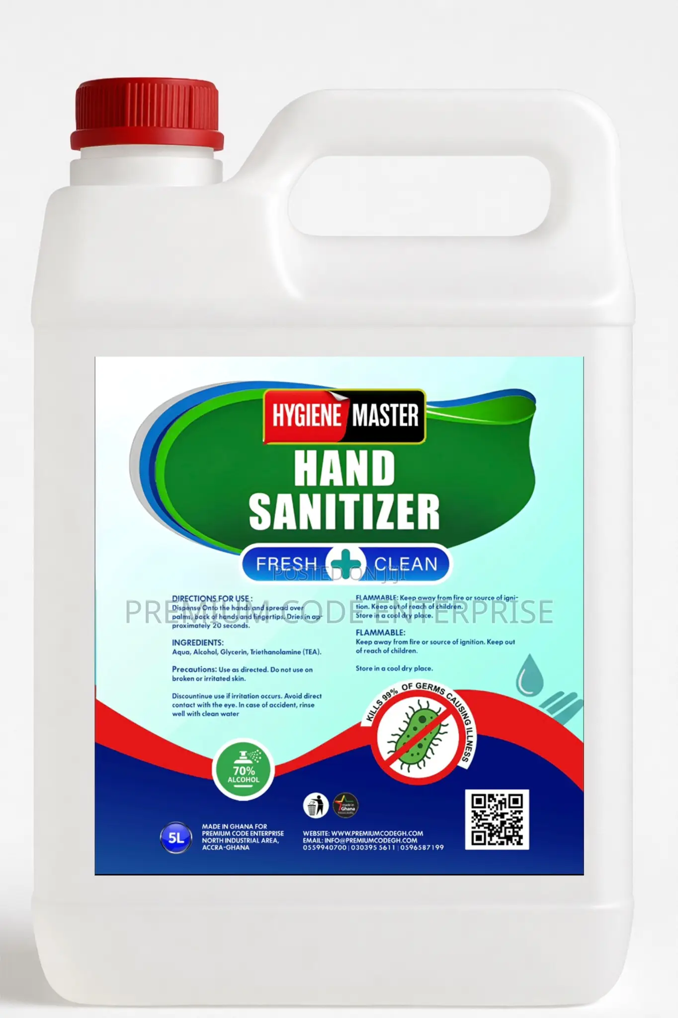 Hand Sanitizer Gel, 5 Liter - Hygiene Master