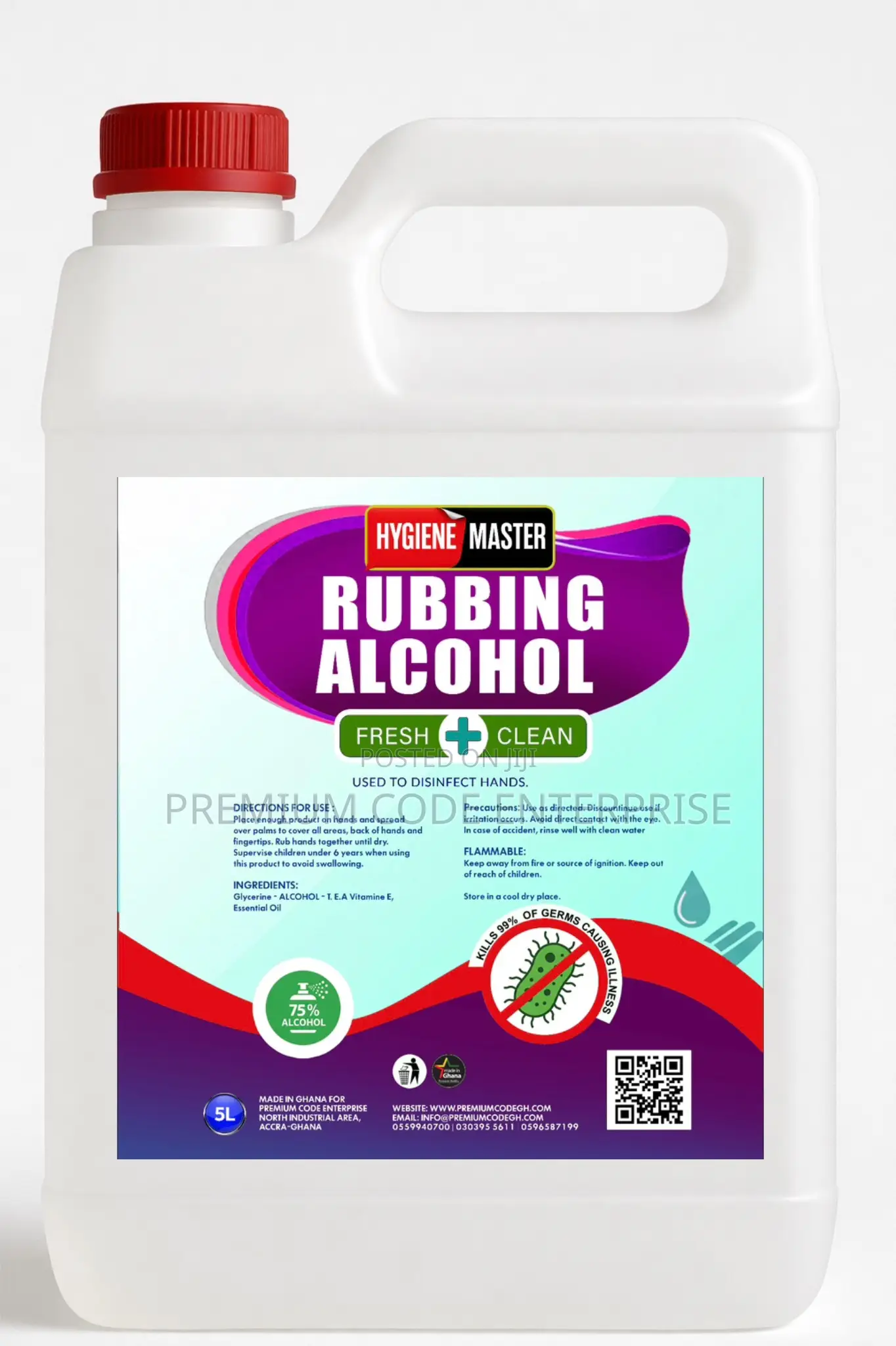 Rubbing Alcohol, 5l - 75% Alcoholhand Sanitizer Disinfectant