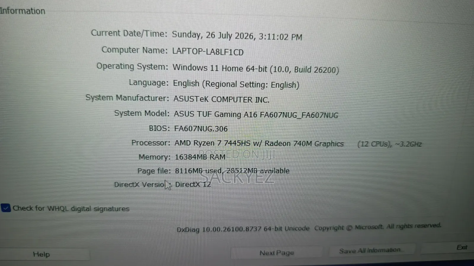 Laptop Asus TUF Gaming A16 16GB AMD Ryzen 7 SSD 1T