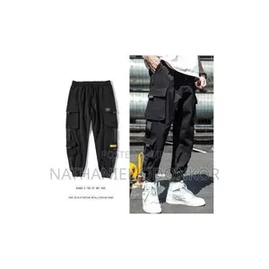 Casual Cargo Harem Jogger Pants - Black