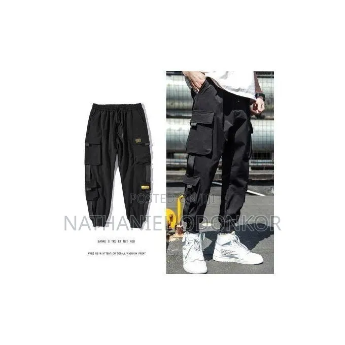Casual Cargo Harem Jogger Pants - Black