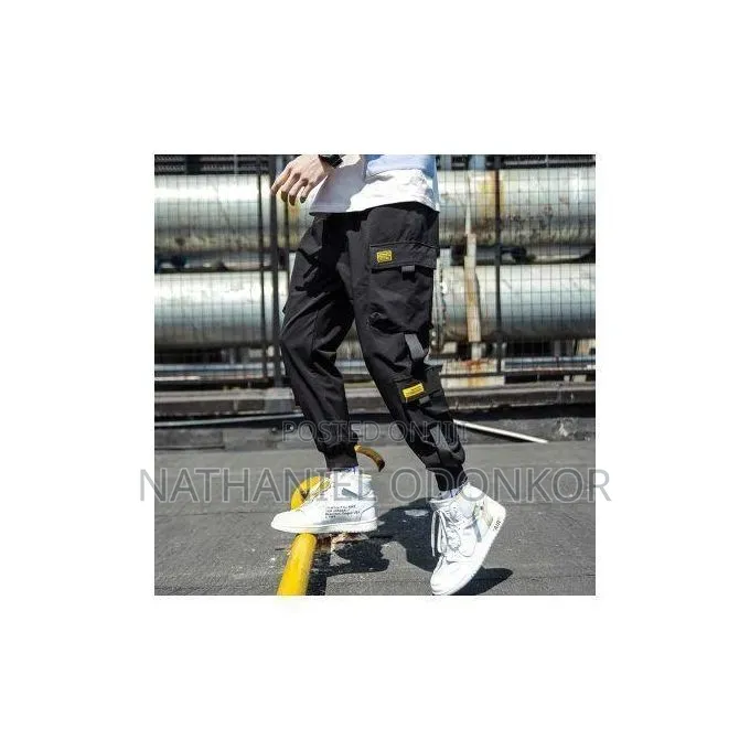 Casual Cargo Harem Jogger Pants - Black