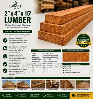 2” × 4” × 15’ Dahoma Lumber | Premium African Greenheart Hardwood