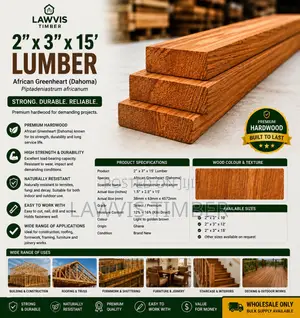 2” × 3” × 15’ Dahoma Lumber | Premium African Greenheart Hardwood