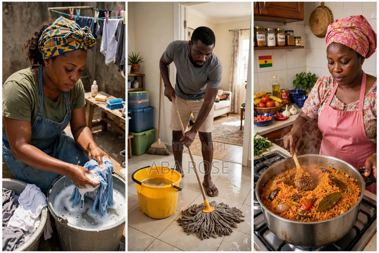 Clean, Washing and Cooking.