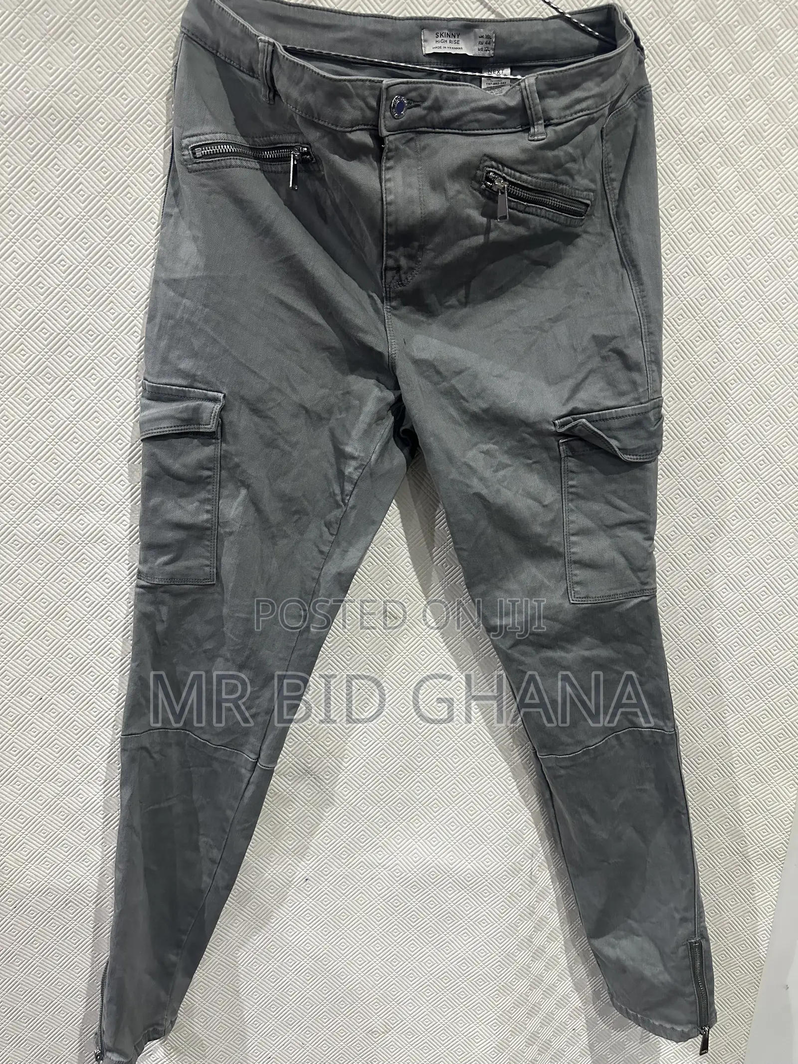 NEXT Women’s Grey Skinny High-Rise Cargo Jeans – UK 16 Long