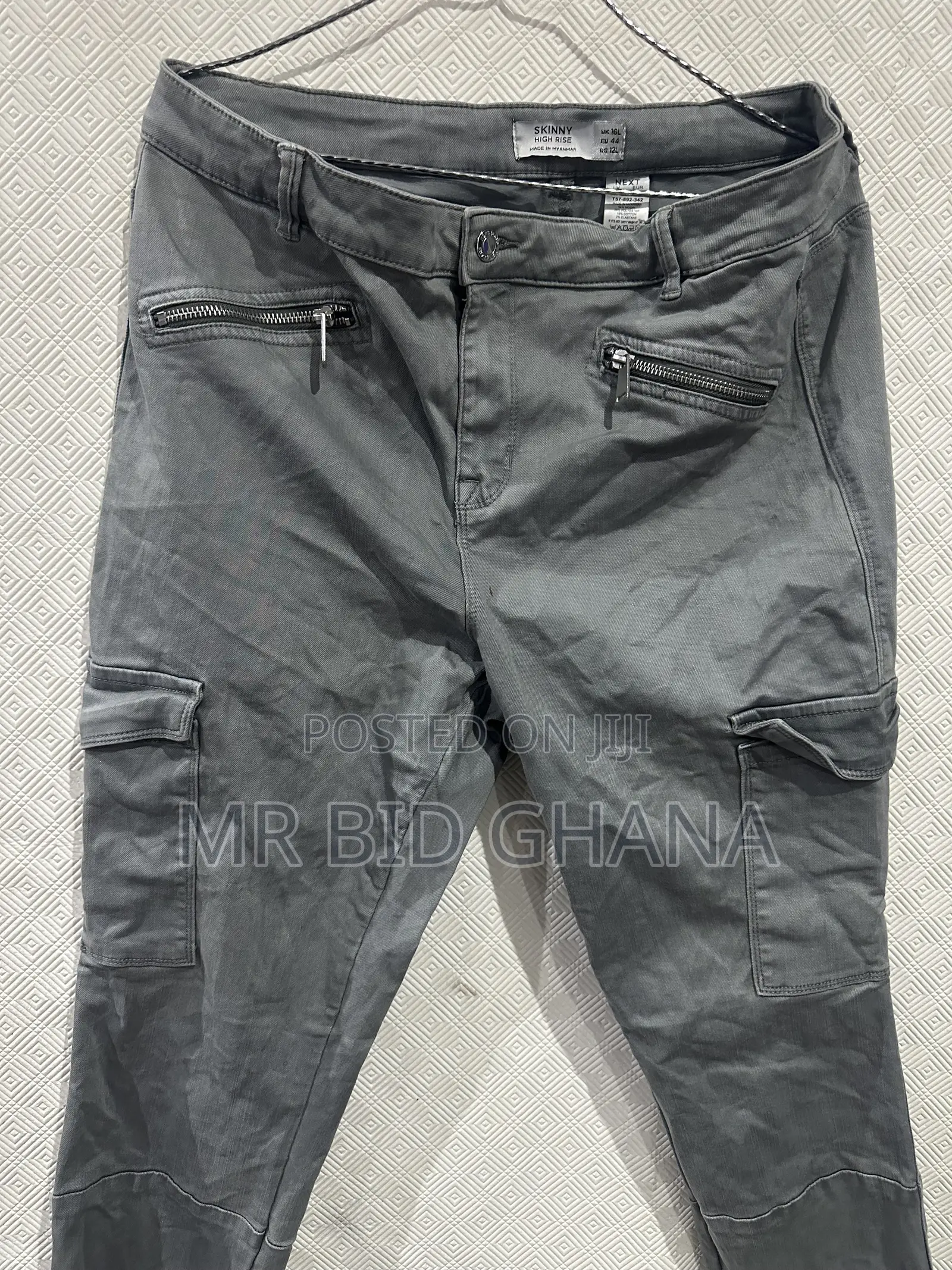 NEXT Women’s Grey Skinny High-Rise Cargo Jeans – UK 16 Long