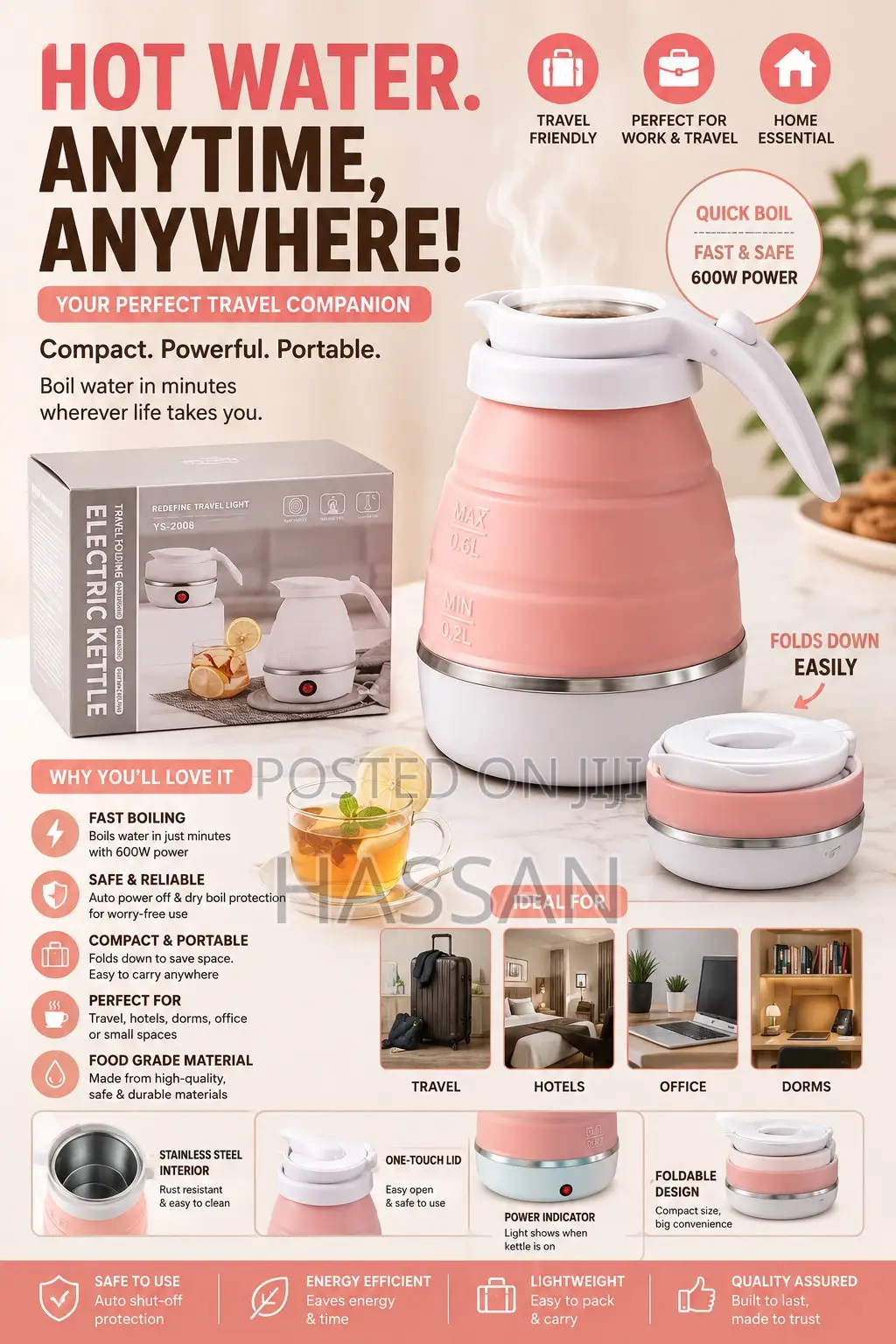 Folding Kettle Minimum Litres 0.25 Maximum Litres 0.6