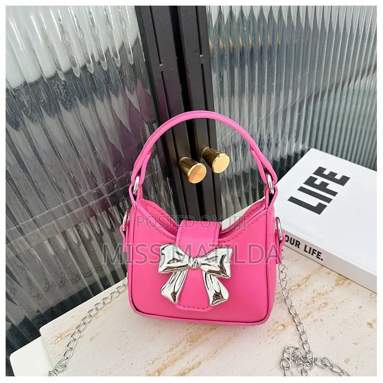 Metallic Bow Mini Handbag and Crossbody Strap